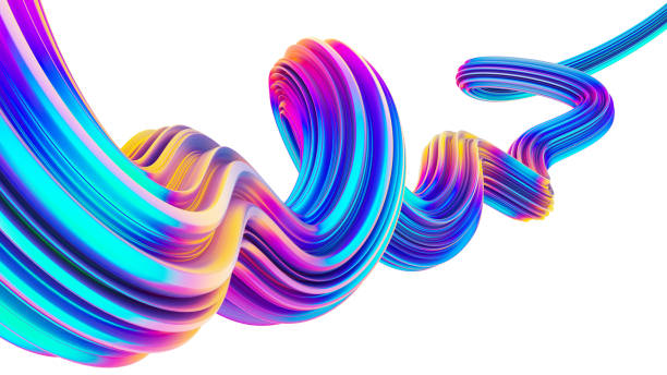 istock 3D flow liquid shape design element in holographic neon colors for Christmas backgrounds 1031469356