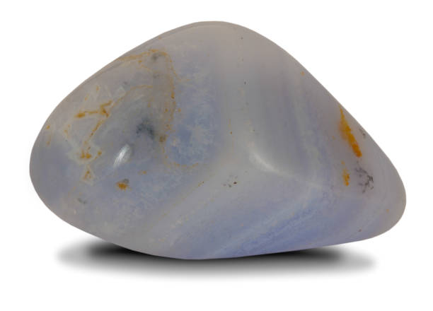 istock Polished blue lace agate stone isolated on white background 1031472530