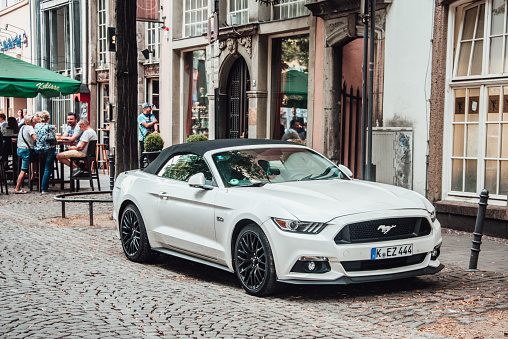 A modern Ford Mustang in a street of Cologne, Gemrnay