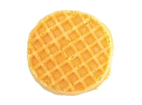 Round Waffles Ready for Breakfast on a White Background