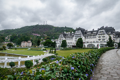 Petropolis, Brazil - Nov 9, 2017: Quitandinha Palace former Casino Hotel - Petropolis, Rio de Janeiro, Brazil