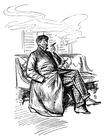 Antique engraving illustration: Man smoking