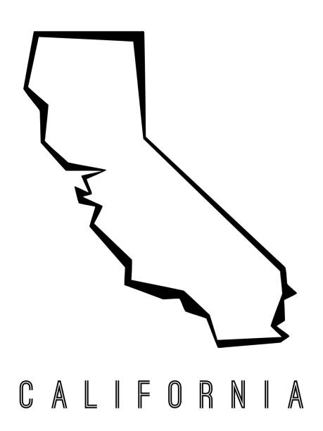 California Simple Line Map California Map Simple Stock Photos, Pictures & Royalty-Free Images - iStock