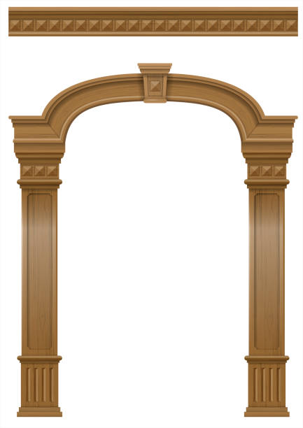 istock Wooden arch of portal door with columns 1031504524