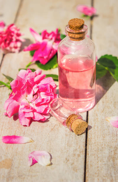 istock Essential oil of rose on a light background. Selective focus. 1031507722