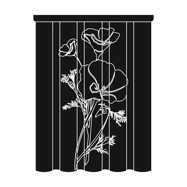 Vector illustration of Curtains, single icon in black style.Curtains vector symbol stock illustration web.
