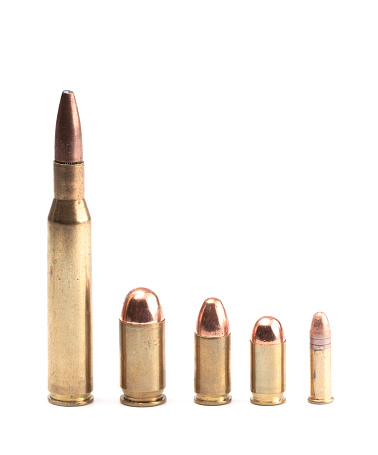 Five Bullets of Various Sizes and Shapes
