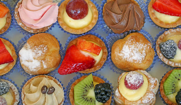 istock Delicious Pastine with fresh fruit and custard 1031535384