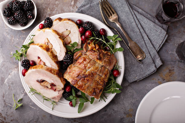 istock Roasted pork with apple filling 1031535876