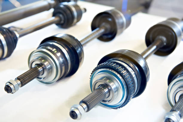 Driveshaft axles in shop stock photo