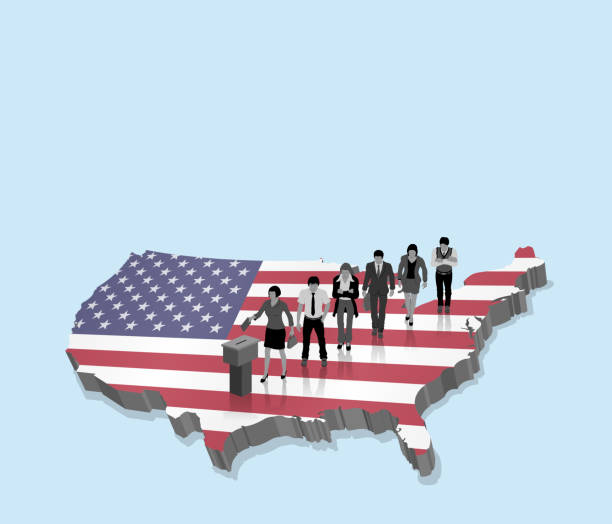 istock American election over an 3D map with USA citizens and US flag 1031540268