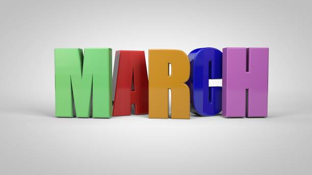 istock march calendar month multicolor text banner, 3d render 1031541970