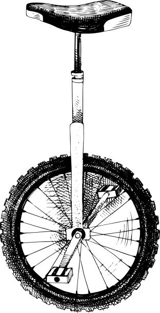 ręcznie rysowany monocykl - unicycling stock illustrations