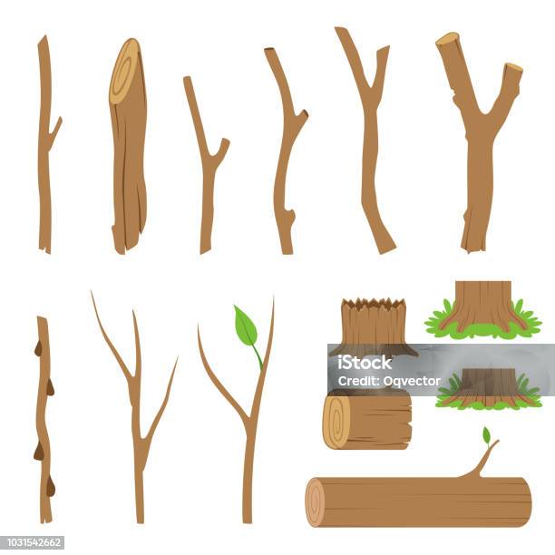 Hemp Logs Branches And Sticks Of Forest Trees Vector Illustration Stock Illustration - Download Image Now