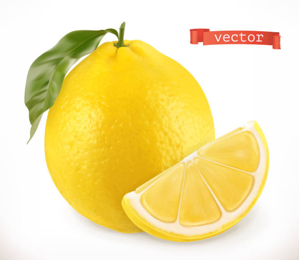 레몬입니다. 신선한 과일 3d 현실적인 벡터 아이콘 - lemon isolated clipping path white background stock illustrations