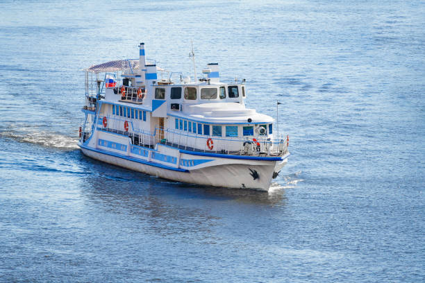 istock Aerial view on a small cruise ship on the blue water 1031566608