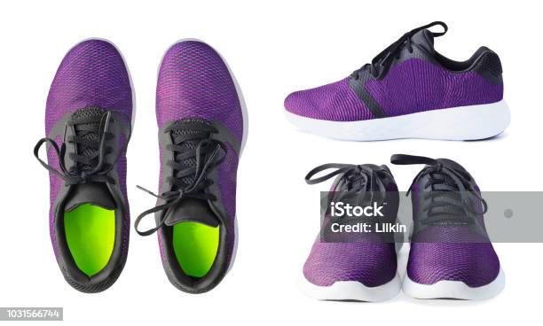 Set Of Isolated Running Shoes Stock Photo - Download Image Now - Shoe, Sports Shoe, Cut Out