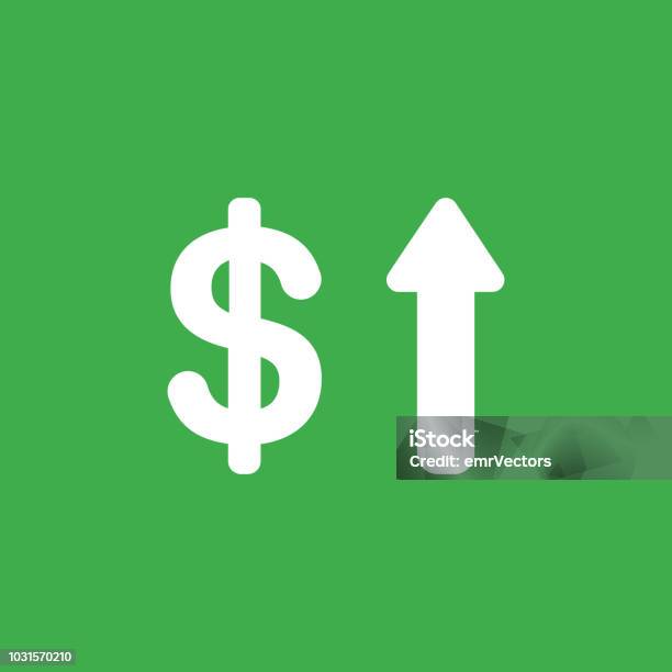 Vector Icon Concept Of Dollar Symbol With Arrow Moving Up On Green Background Stock Illustration - Download Image Now