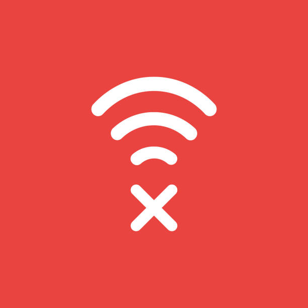 illustrations, cliparts, dessins animés et icônes de notion d’icône vecteur du symbole wifi sans fil avec x marque sur fond rouge - rudeness