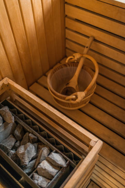 istock Stones for heating in home sauna interior 1031570336