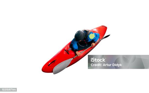 River Running Kayak Isolated Stock Photo - Download Image Now - Kayak,  Directly Above, White Color - iStock