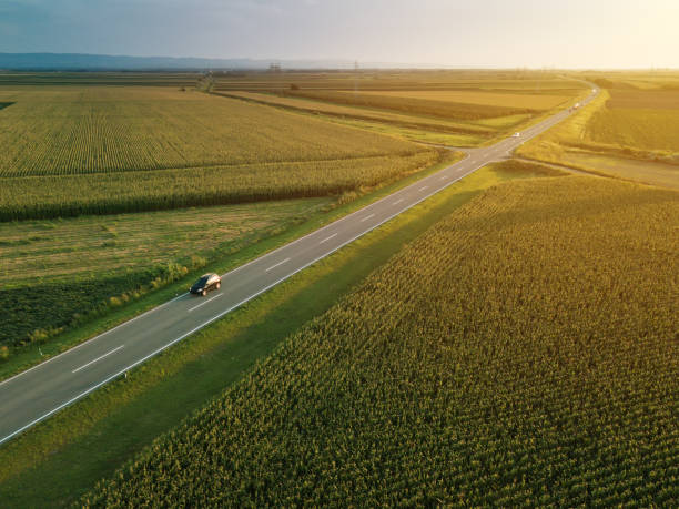 istock Aerial view of two-lane freeway road 1031617014