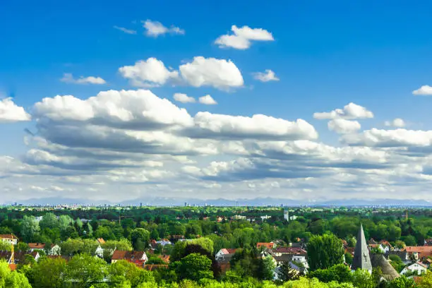 Photo of Panoramic view over city of Dachau and bavarian alps next to Munich - Germany