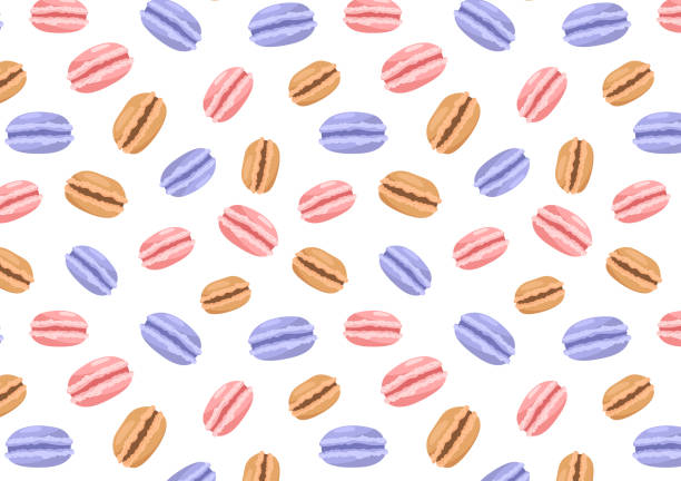 красочные макароны. бесш�овный шаблон. векторный белый фон - seamless croissant pattern ice stock illustrations