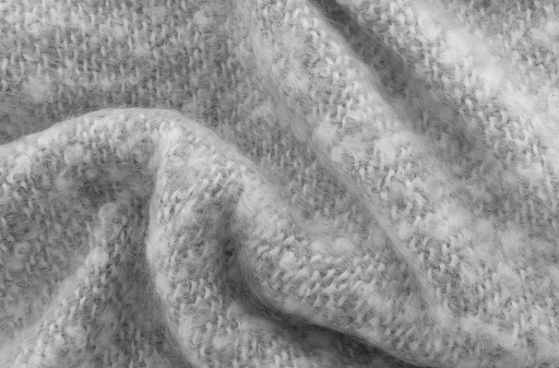 Gray crumpled mohair wool close-up