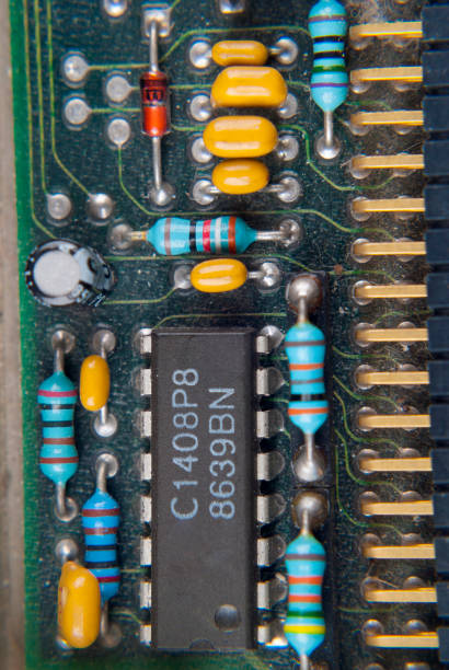istock Obsolete green computer board, technology detail 80's 1031656278