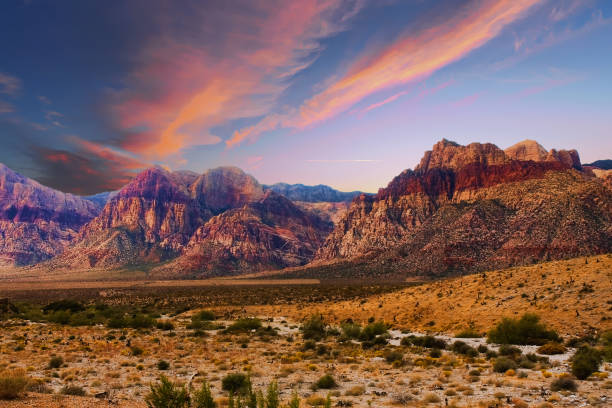 istock Bands of Colored Mountains in Red Rock Canyon 1031687650