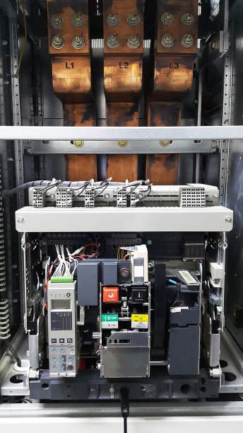 istock electrical part and accessories in the  control cabinet , Main circuit breaker and protection relay for electric low voltage 1031713606