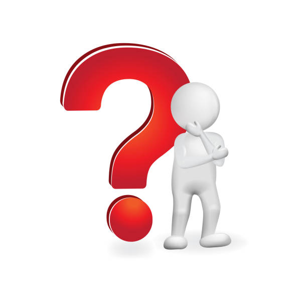 Question mark. Thought man - undecided man logo vector 3d vector people in a complicated question icon vector image red question mark stock illustrations