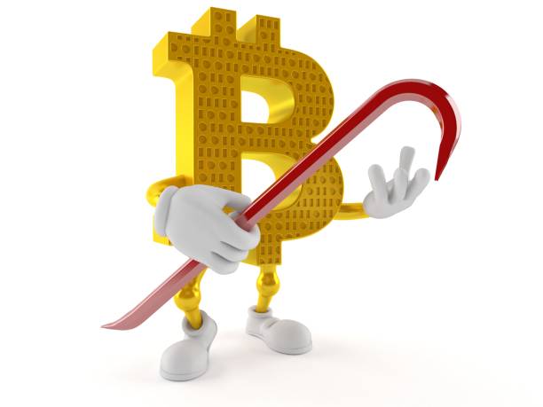 Bitcoin character holding crowbar Bitcoin character holding crowbar isolated on white background. 3d illustration btcbit vakances stock pictures, royalty-free photos & images