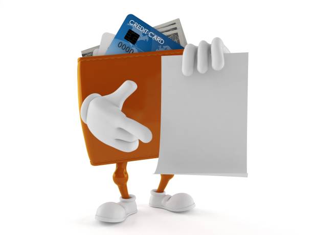 istock Wallet character holding blank sheet of paper 1031744526
