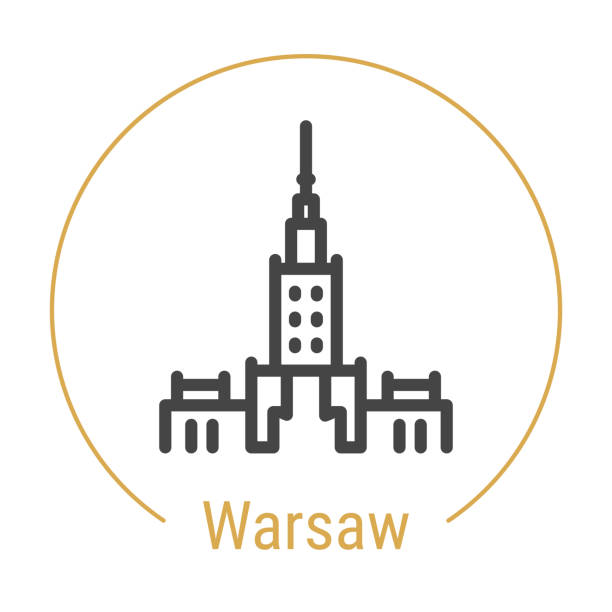 warszawa, polska ikona linii wektorowych - warszawa stock illustrations