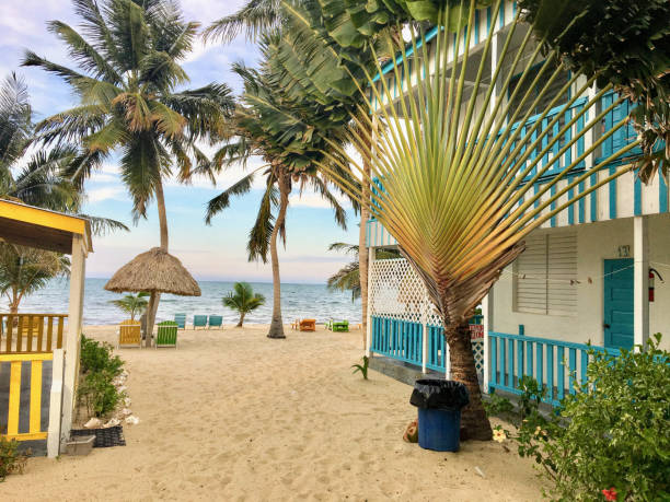 Beautiful beach house in Belize stock photo