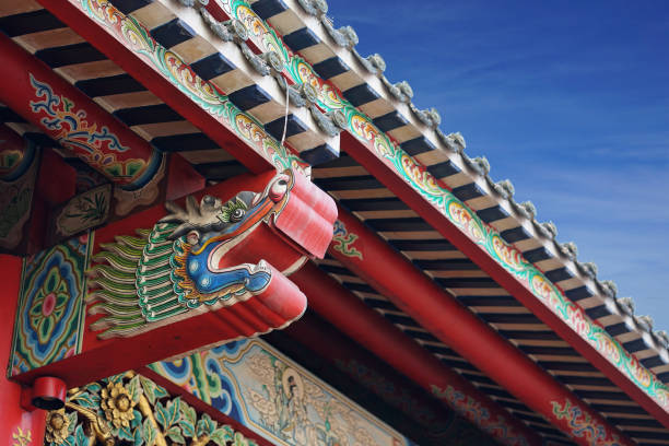 istock Typical Chinese dragon head decoration on the Chinese Architecture 1031767896