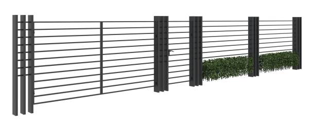 istock Modern Fence isolated on white background 3D illustration 1031768164