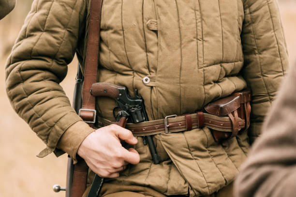 istock Nagan in the belt of a Soviet soldier, World War II 1031781572