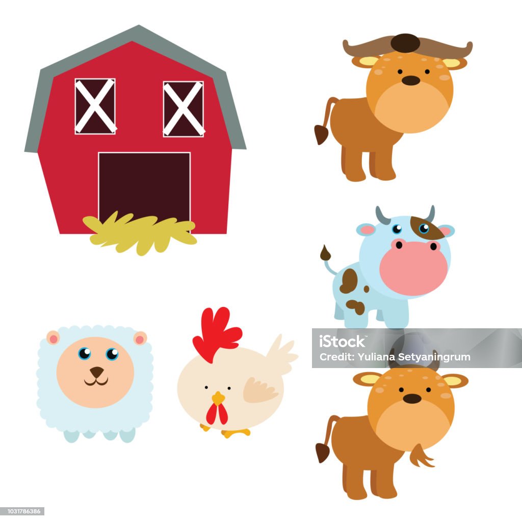variations of cute livestock animal collections, cartoon character variations of cute and adorable livestock animal character images Animal stock vector