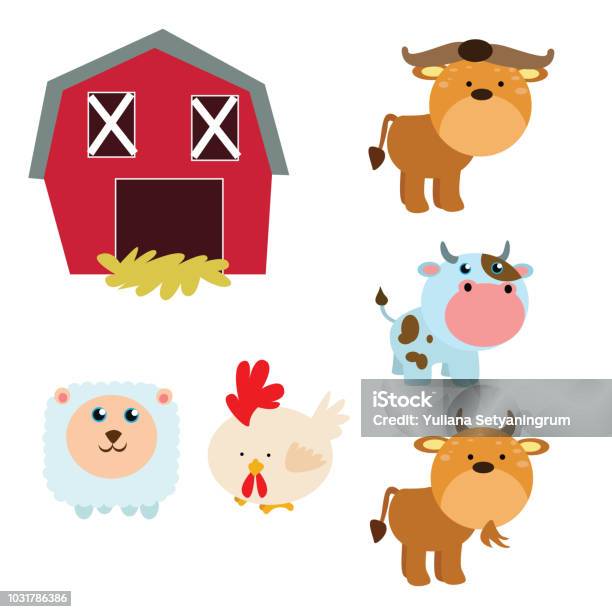 Variations Of Cute Livestock Animal Collections Cartoon Character Stock Illustration - Download Image Now