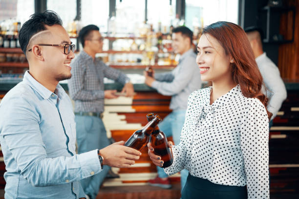 Coworkers having party in pub