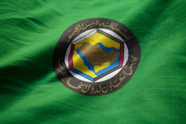 istock Closeup of Ruffled Gulf Cooperation Council Flag 1031796396
