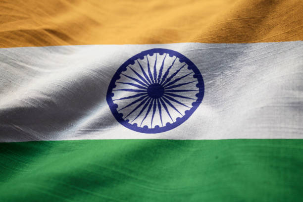 istock Closeup of Ruffled India Flag 1031798968