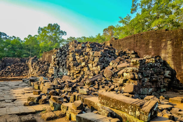 Broken ruin in angkor wat area in siem reap cambodia