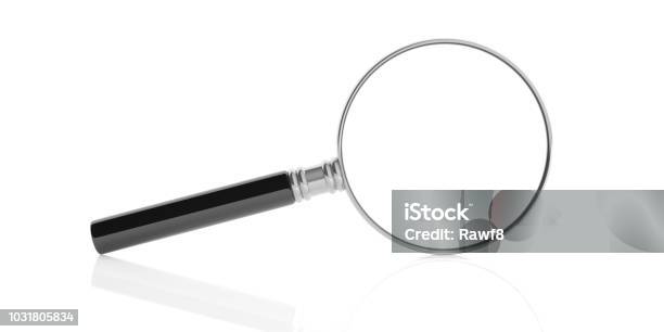 3d Rendering Magnifier On White Background Stock Photo - Download Image Now - Magnifying Glass, Loupe, Icon Symbol