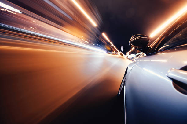 istock Car on the road with motion blur background. 1031806490