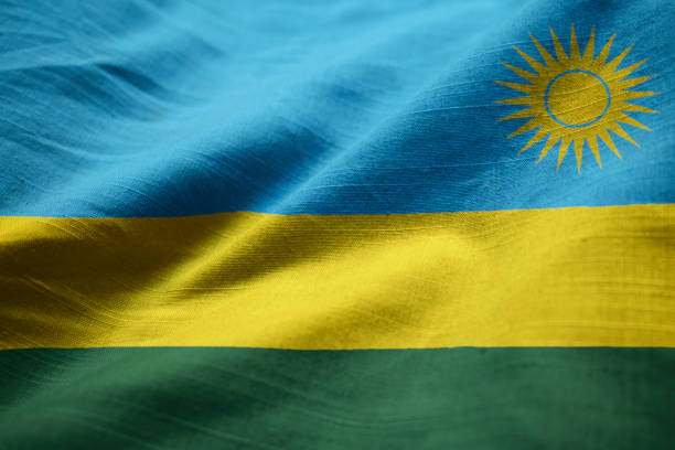 Closeup of Ruffled Rwanda Flag