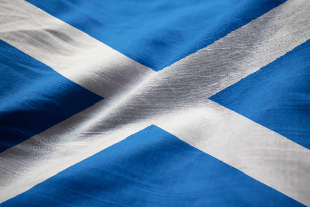 istock Closeup of Ruffled Scotland Flag 1031819502
